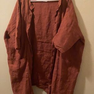 Not Perfect Linen Cardigan Jacket Terracotta